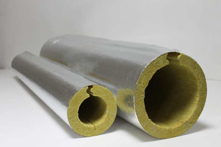 Цилиндр минераловатный ЭКОРОЛЛ КВ-100 ФА кашированный алюминиевой фольгой 1000х108х25 мм